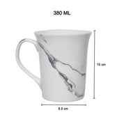 White Coffee Mug - 380 Ml, Marble Finish