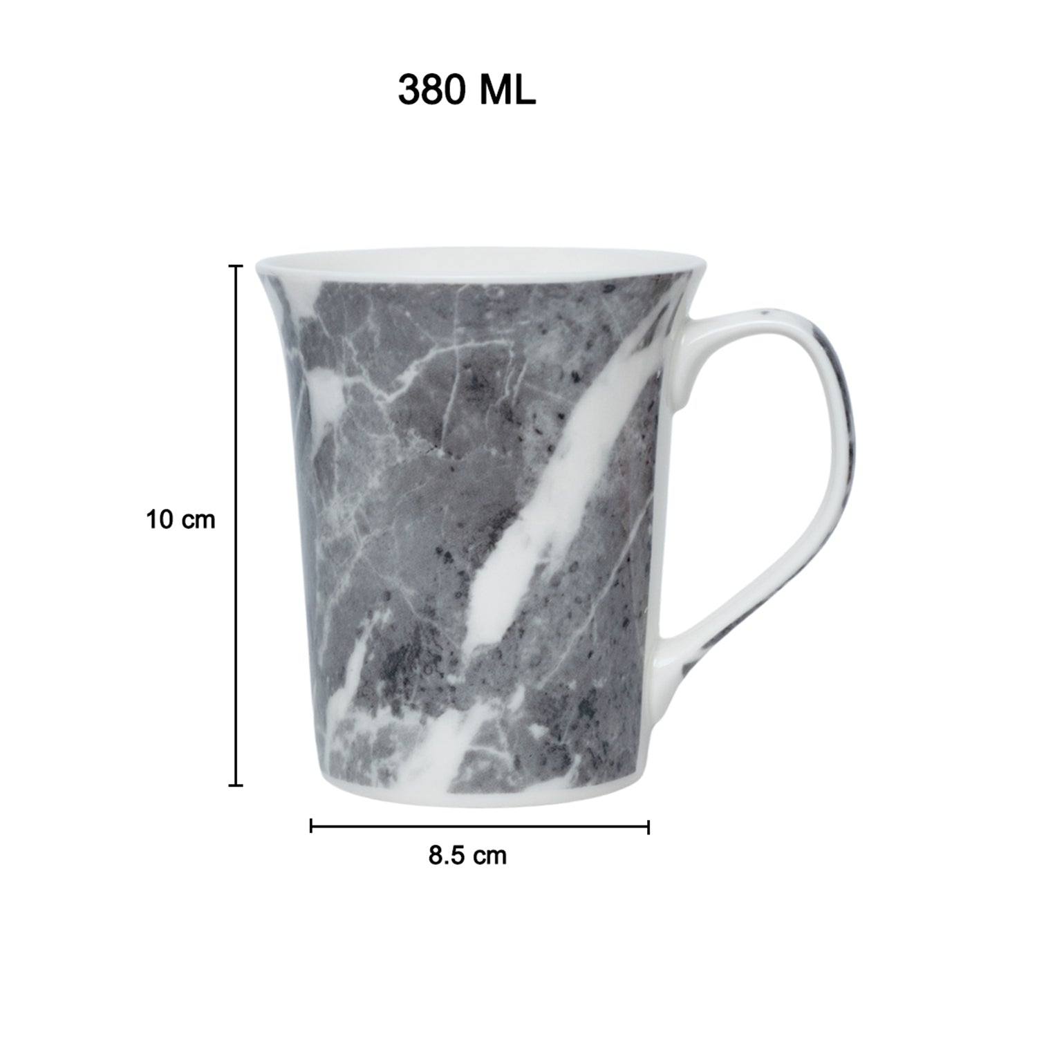Grey Coffee Mug - 380 Ml, Marble Finish