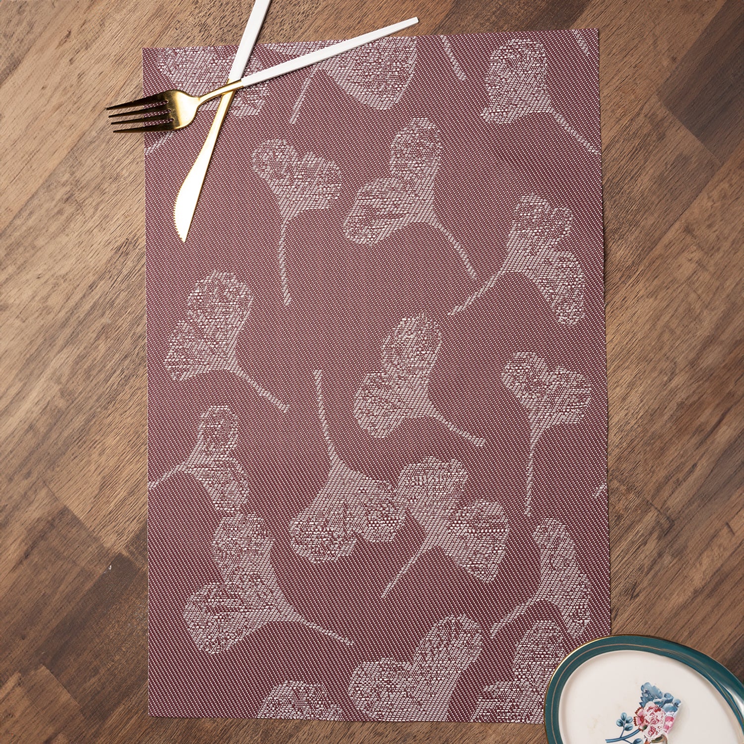 Maroon Tringle Pattern - Placemat Mat Set Of 4