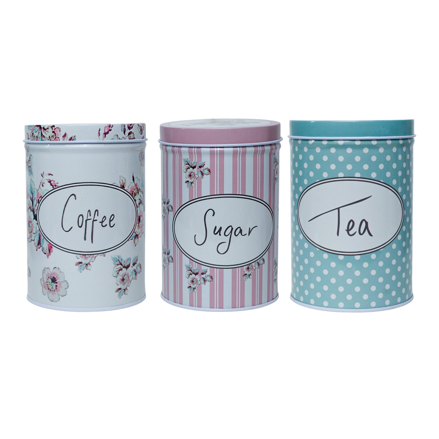 Metal Jar Set Of 3 - Multi Color, 600Ml