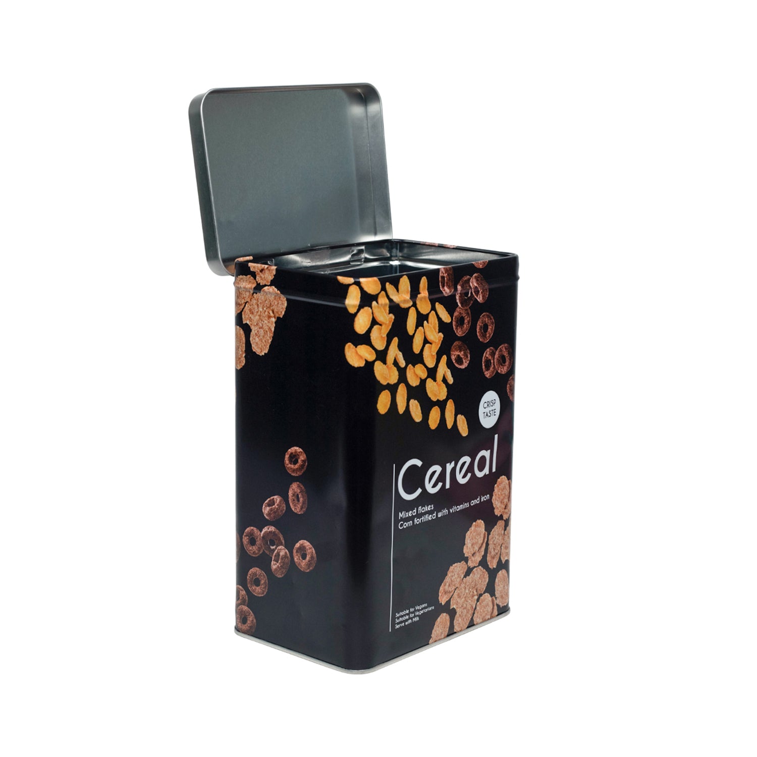 Metal Cereal Jar - Black, 3000Ml