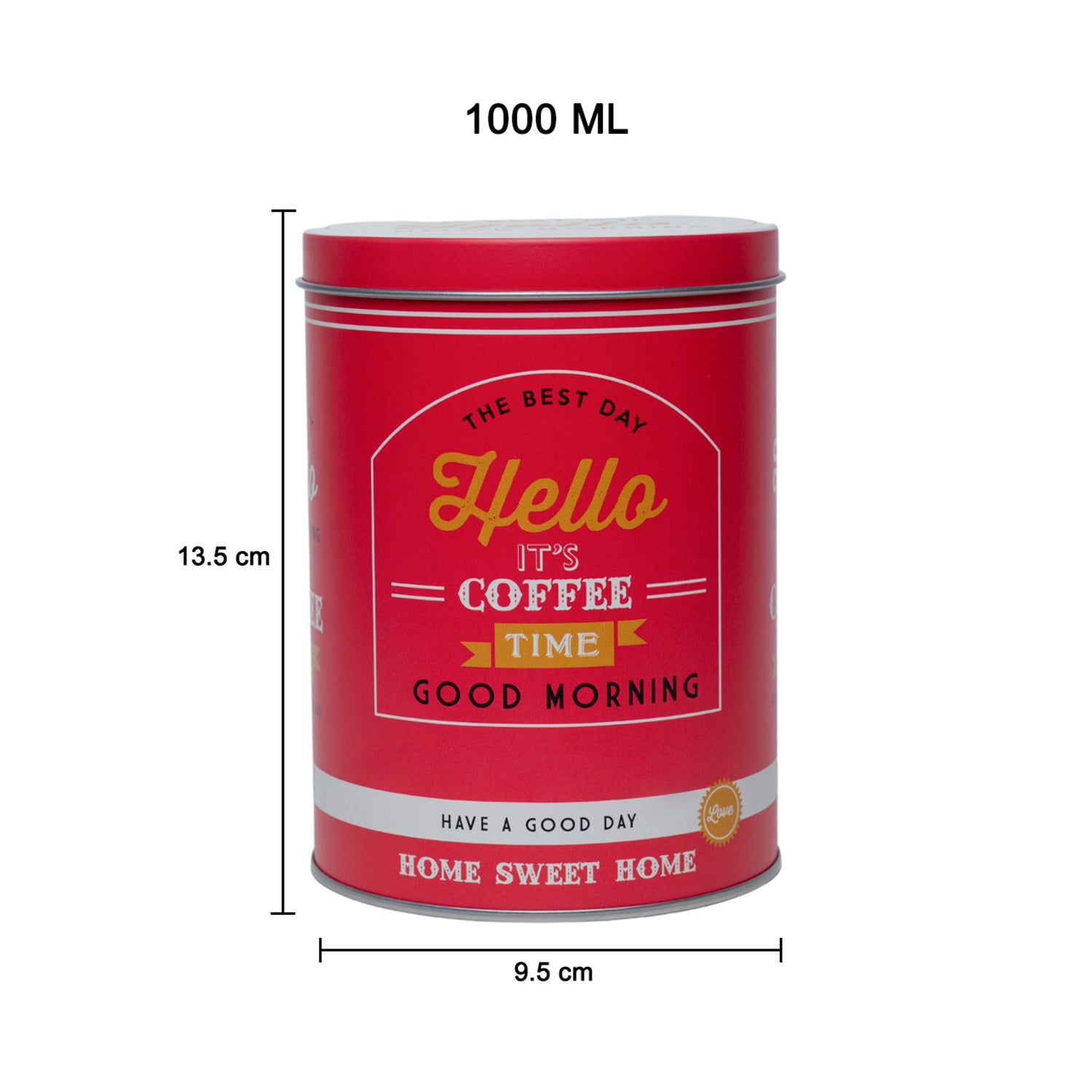 Metal Coffee Jar - Red, 1000Ml