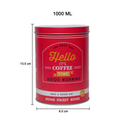 Metal Coffee Jar - Red, 1000Ml