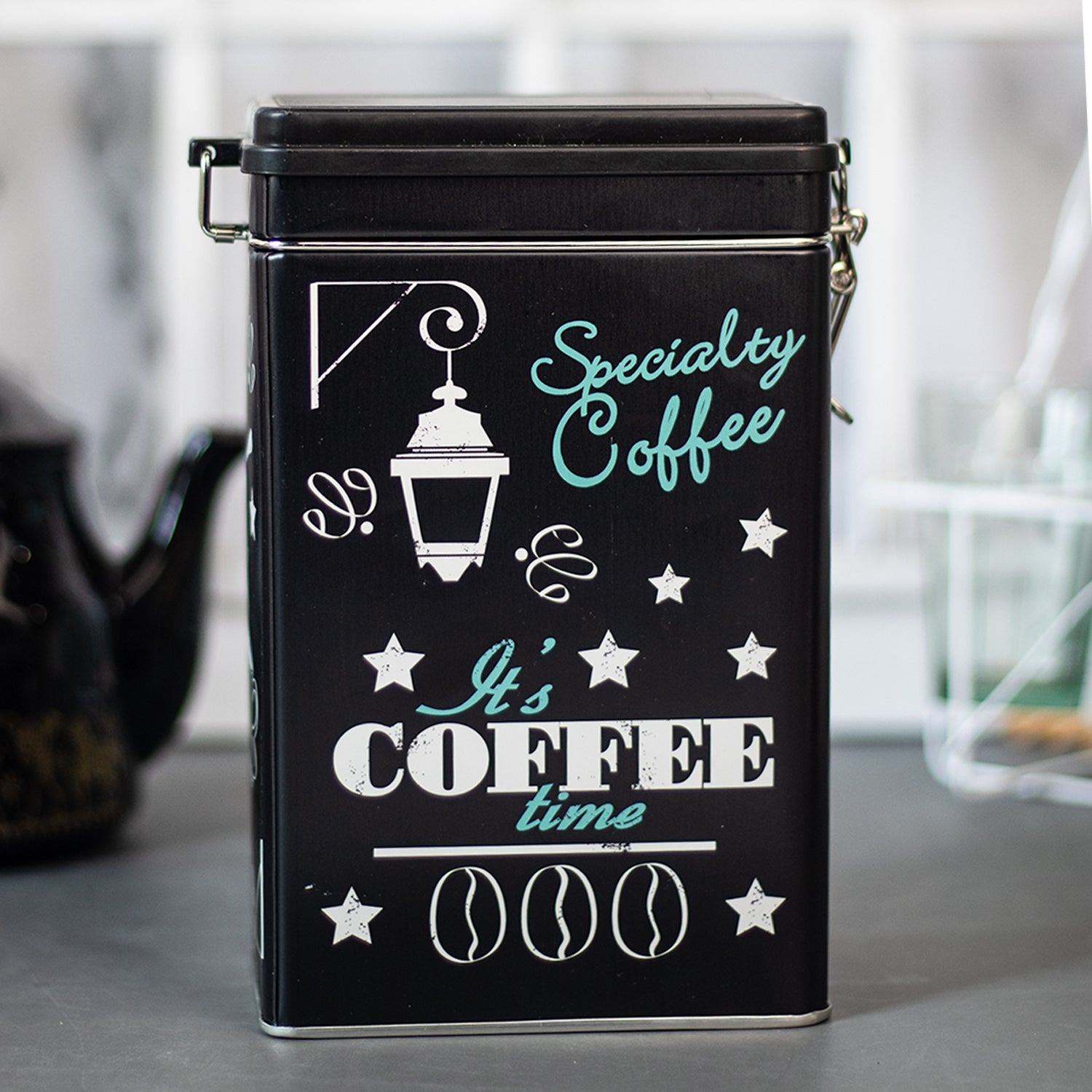 Metal Coffee Jar - Black, 1700Ml