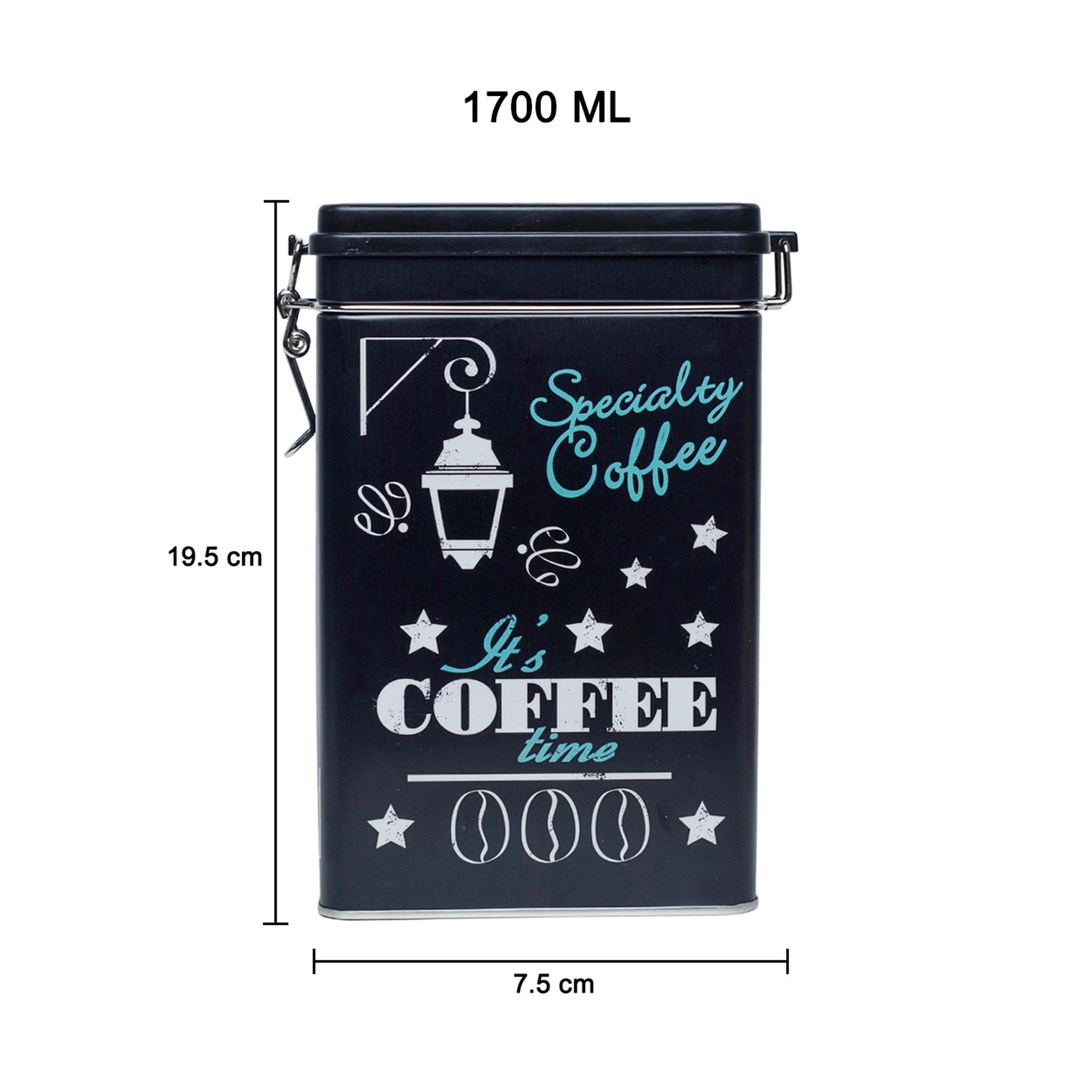 Metal Coffee Jar - Black, 1700Ml