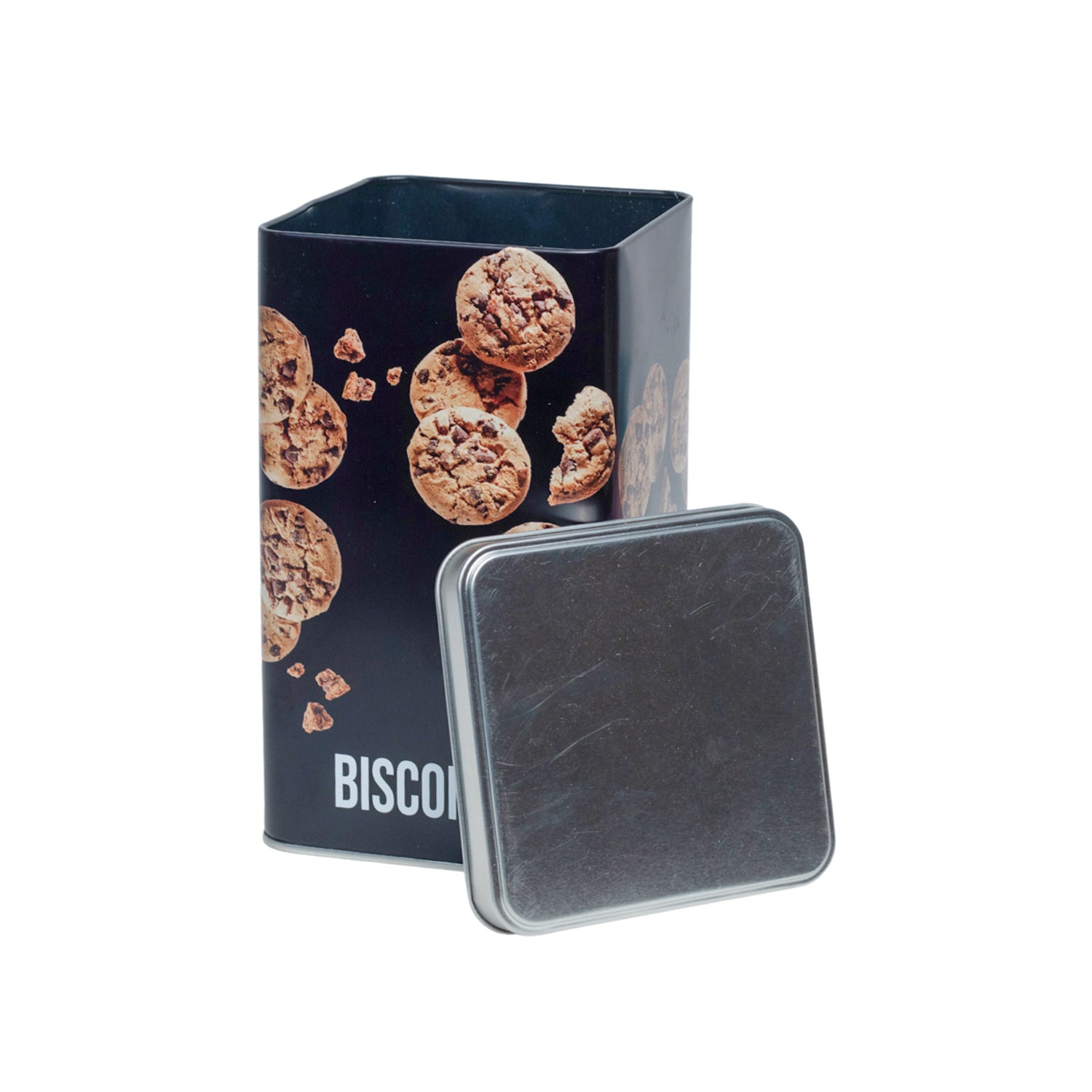 Metal Biscuites Jar - Black, 2050Ml