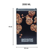 Metal Biscuites Jar - Black, 2050Ml