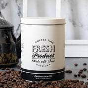 Metal Coffee Jar - Off White, 1000Ml