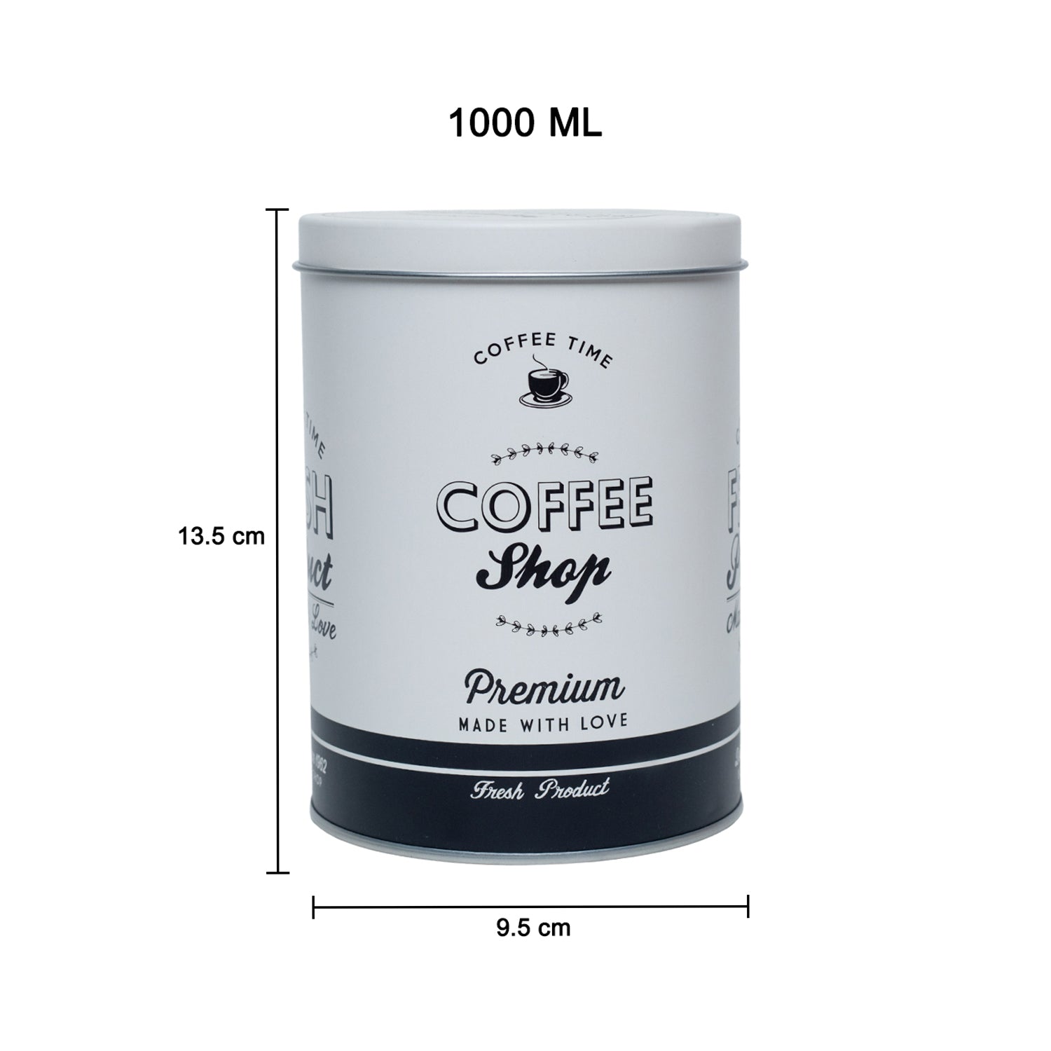 Metal Coffee Jar - Off White, 1000Ml