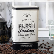 Metal Coffee Jar - Off White, 1700Ml