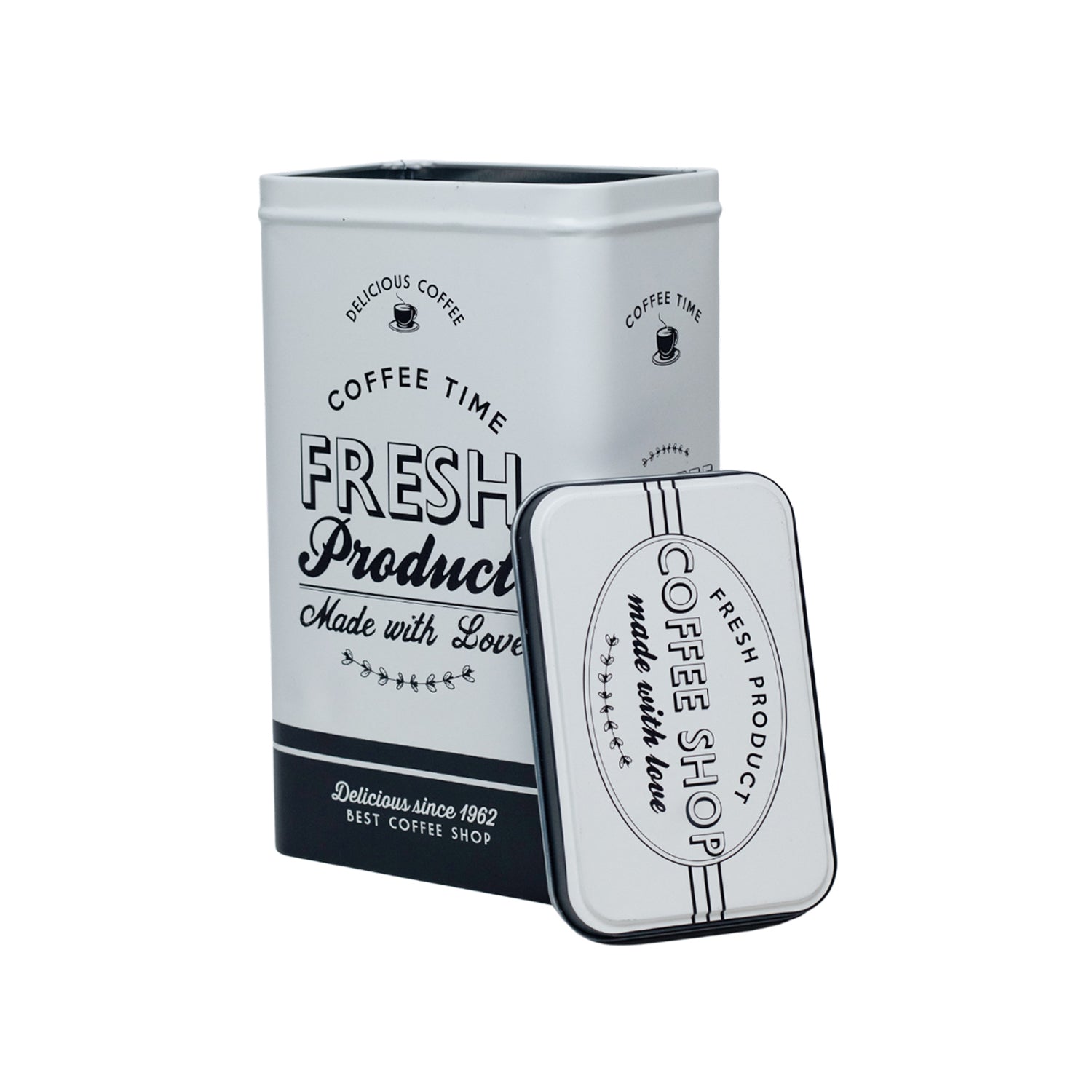 Metal Coffee Jar - Off White, 1700Ml