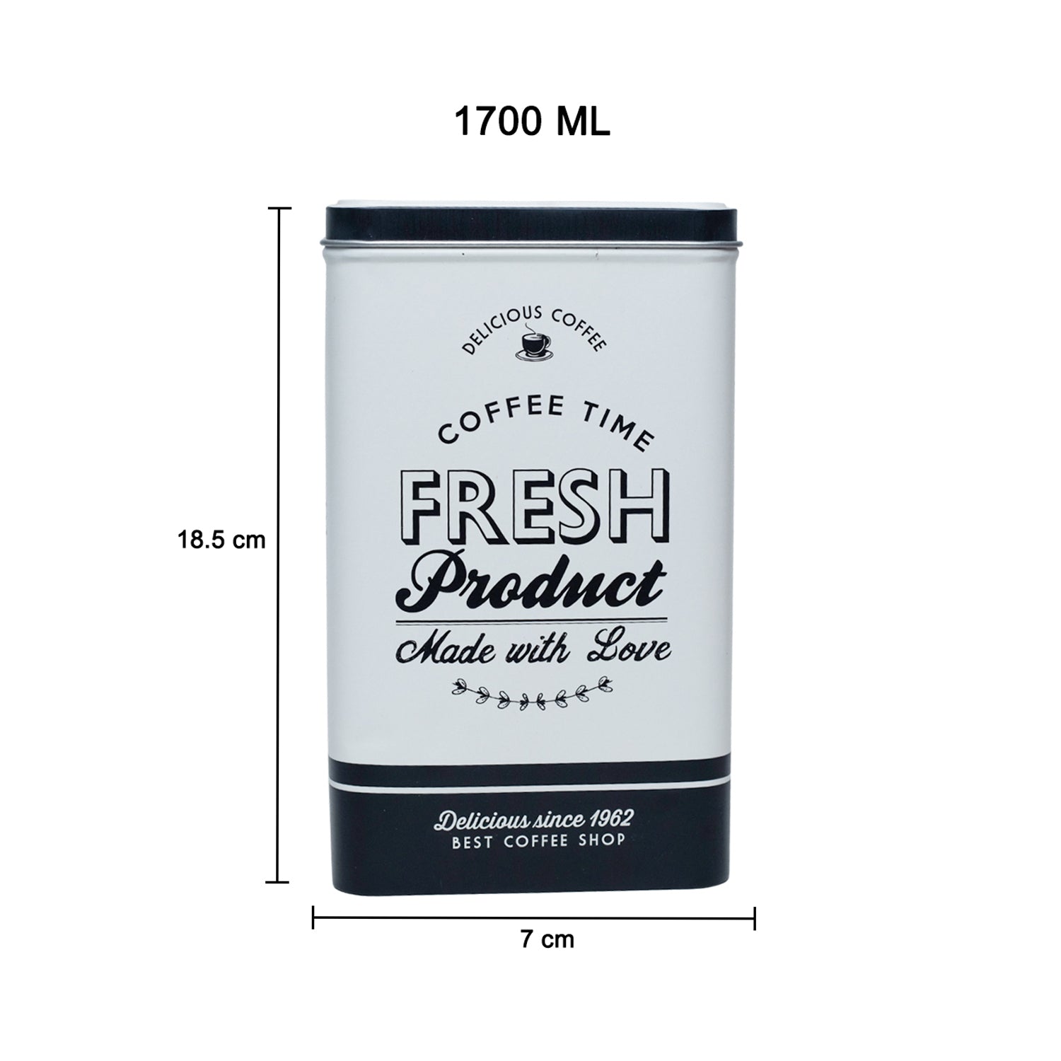 Metal Coffee Jar - Off White, 1700Ml