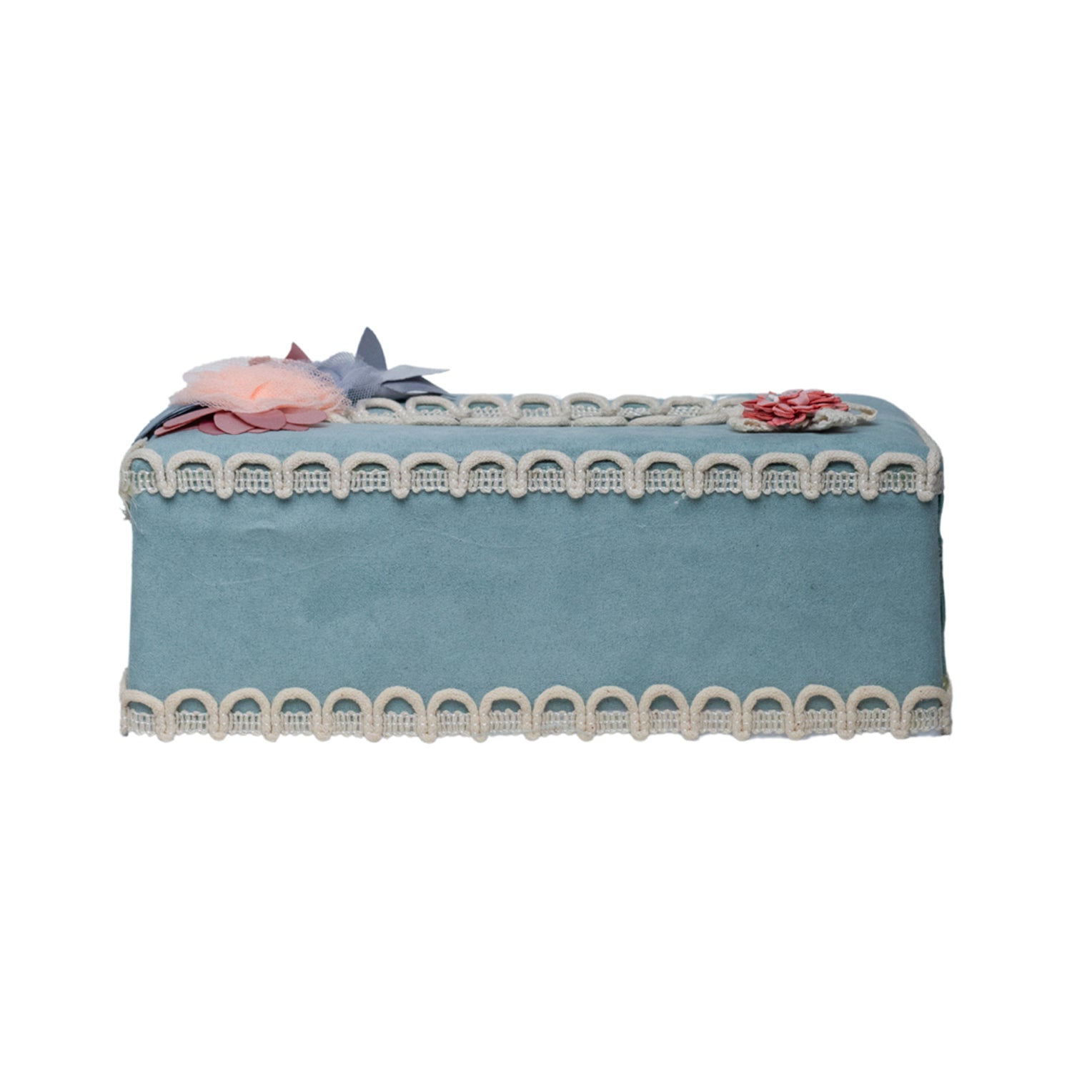 Middle Blue Tissue Box Holder - Floral Design