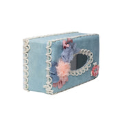 Middle Blue Tissue Box Holder - Floral Design