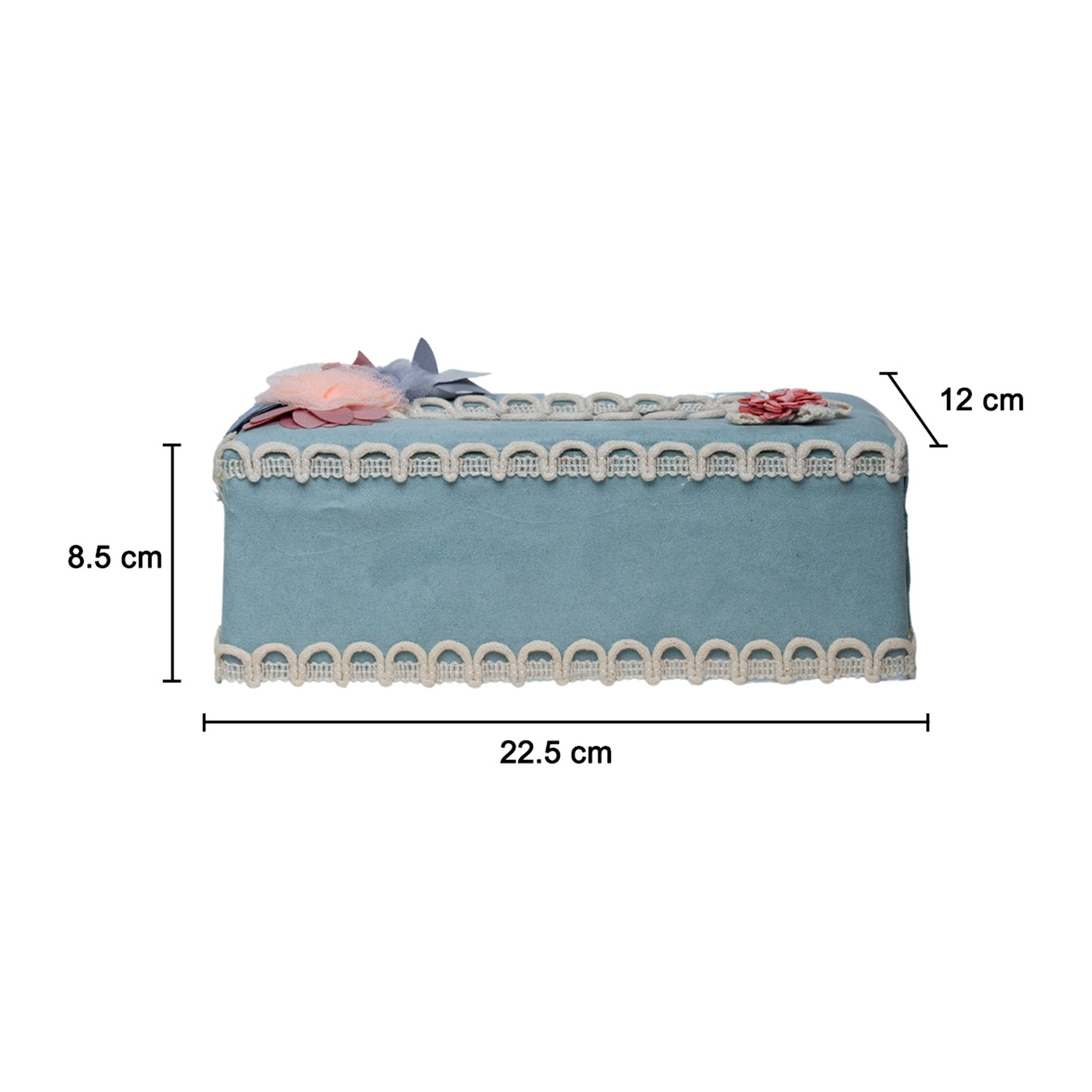 Middle Blue Tissue Box Holder - Floral Design