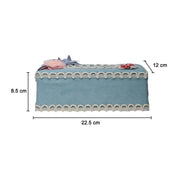 Middle Blue Tissue Box Holder - Floral Design