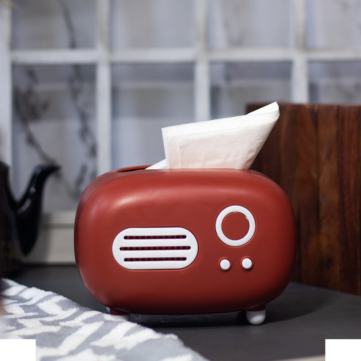 Red Vintage Napkin Box Holder - Radio Design
