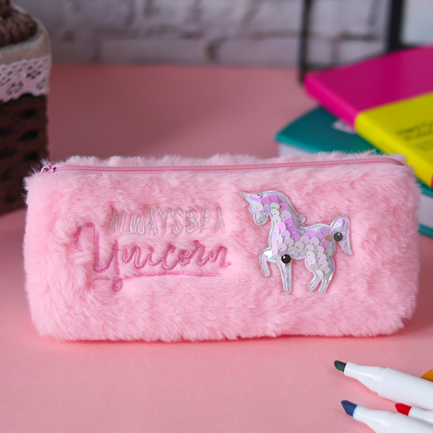Light Pink Pencil Pouch - Fur