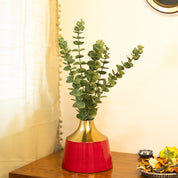 Decorative Enamel Vase - Golden & Red
