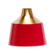Decorative Enamel Vase - Golden & Red