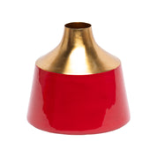 Decorative Enamel Vase - Golden & Red