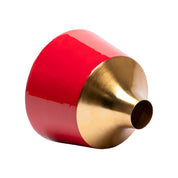 Decorative Enamel Vase - Golden & Red