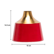 Decorative Enamel Vase - Golden & Red