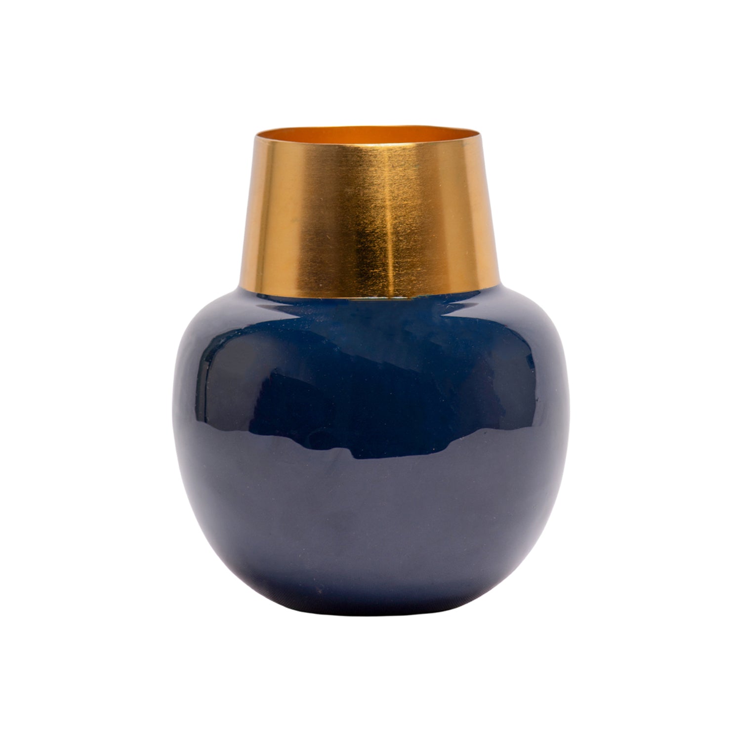 Decorative Enamel Vase - Golden & Blue