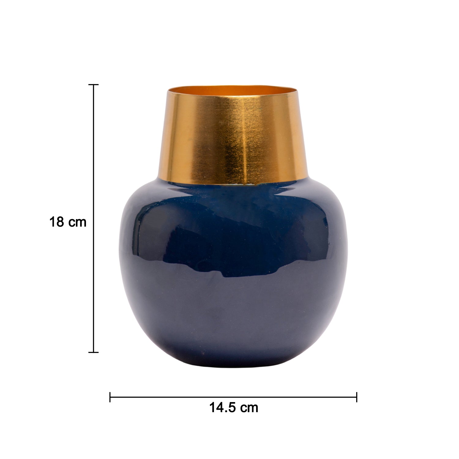 Decorative Enamel Vase - Golden & Blue