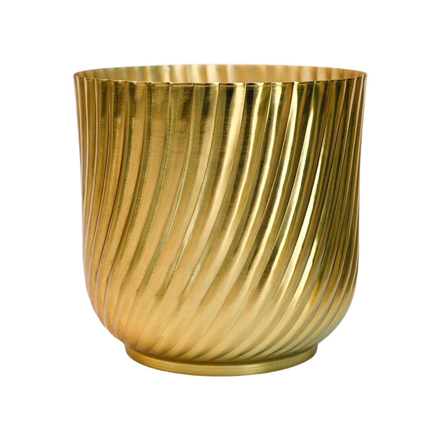 Ribbed Metal Vase - Golden