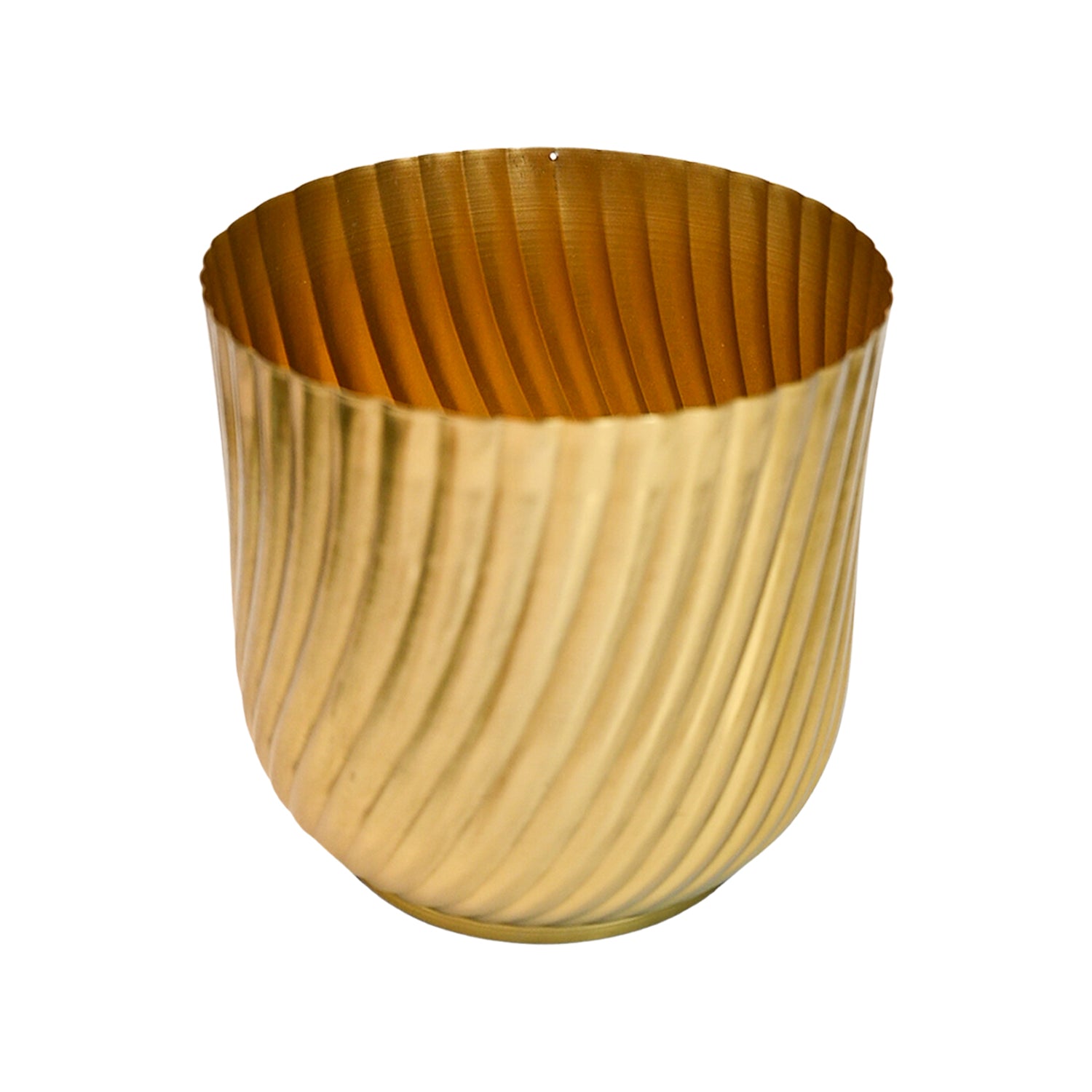 Ribbed Metal Vase - Golden