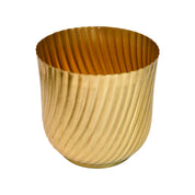 Ribbed Metal Vase - Golden