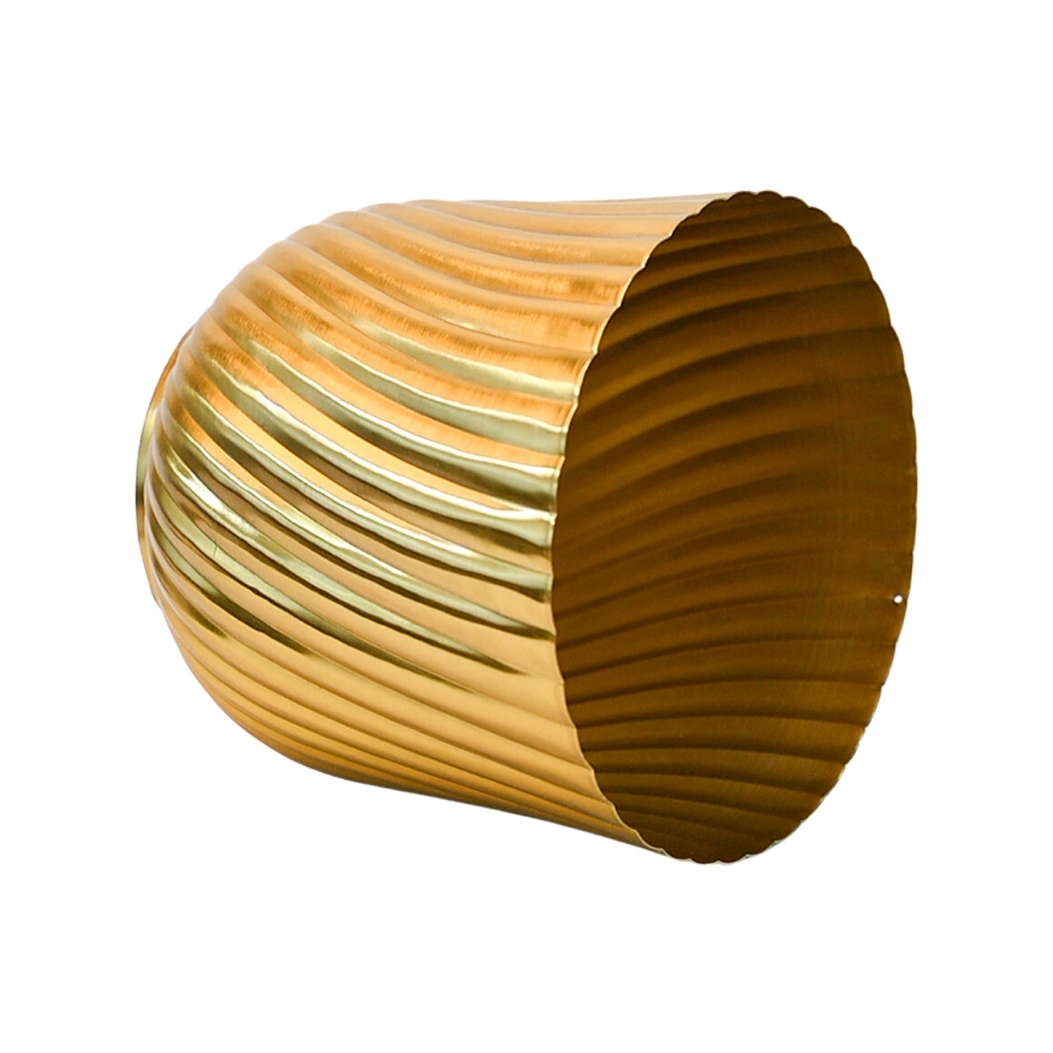 Ribbed Metal Vase - Golden