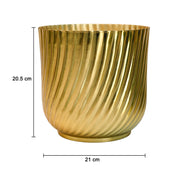Ribbed Metal Vase - Golden