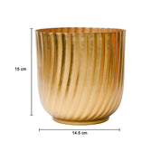 Ribbed Flower Vase - Golden & Metal