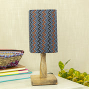 Wooden Table Lamp With Zig Zag Print Shade