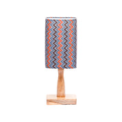 Wooden Table Lamp With Zig Zag Print Shade