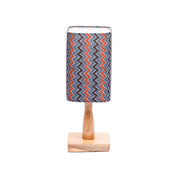 Wooden Table Lamp With Zig Zag Print Shade