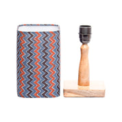 Wooden Table Lamp With Zig Zag Print Shade