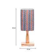 Wooden Table Lamp With Zig Zag Print Shade