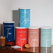 Metal Tea, Sugar, Coffee, Cookie & Snack Jar - Set Of 5 & Each 900 Ml