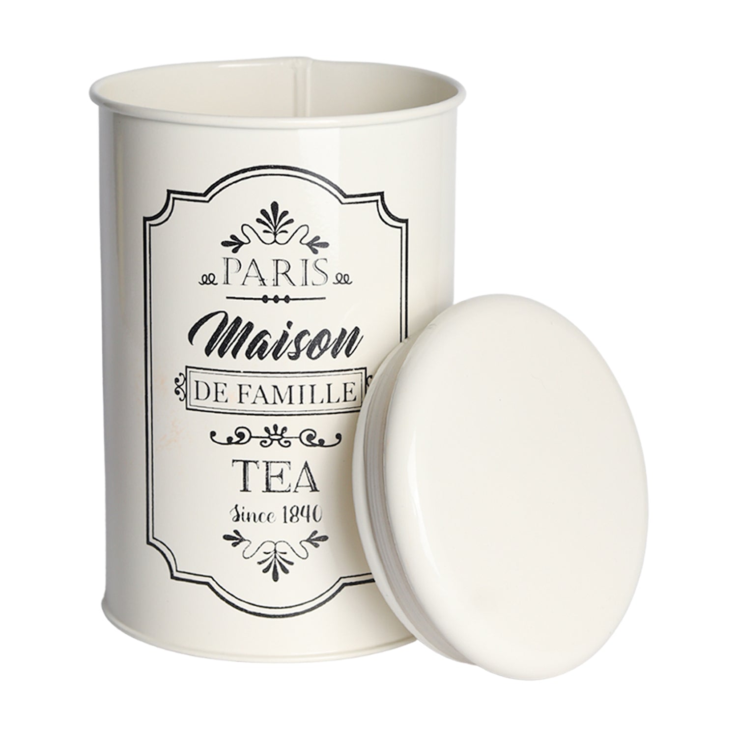 Metal Tea & Sugar Jar Set - Each Ivory & 900 Ml