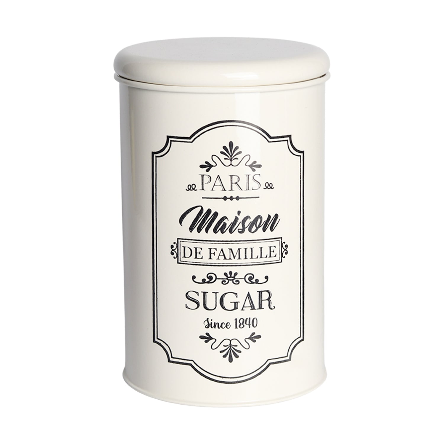Metal Tea & Sugar Jar Set - Each Ivory & 900 Ml