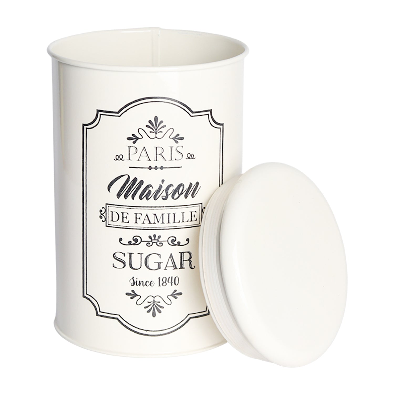 Metal Tea & Sugar Jar Set - Each Ivory & 900 Ml
