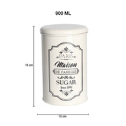 Metal Tea & Sugar Jar Set - Each Ivory & 900 Ml