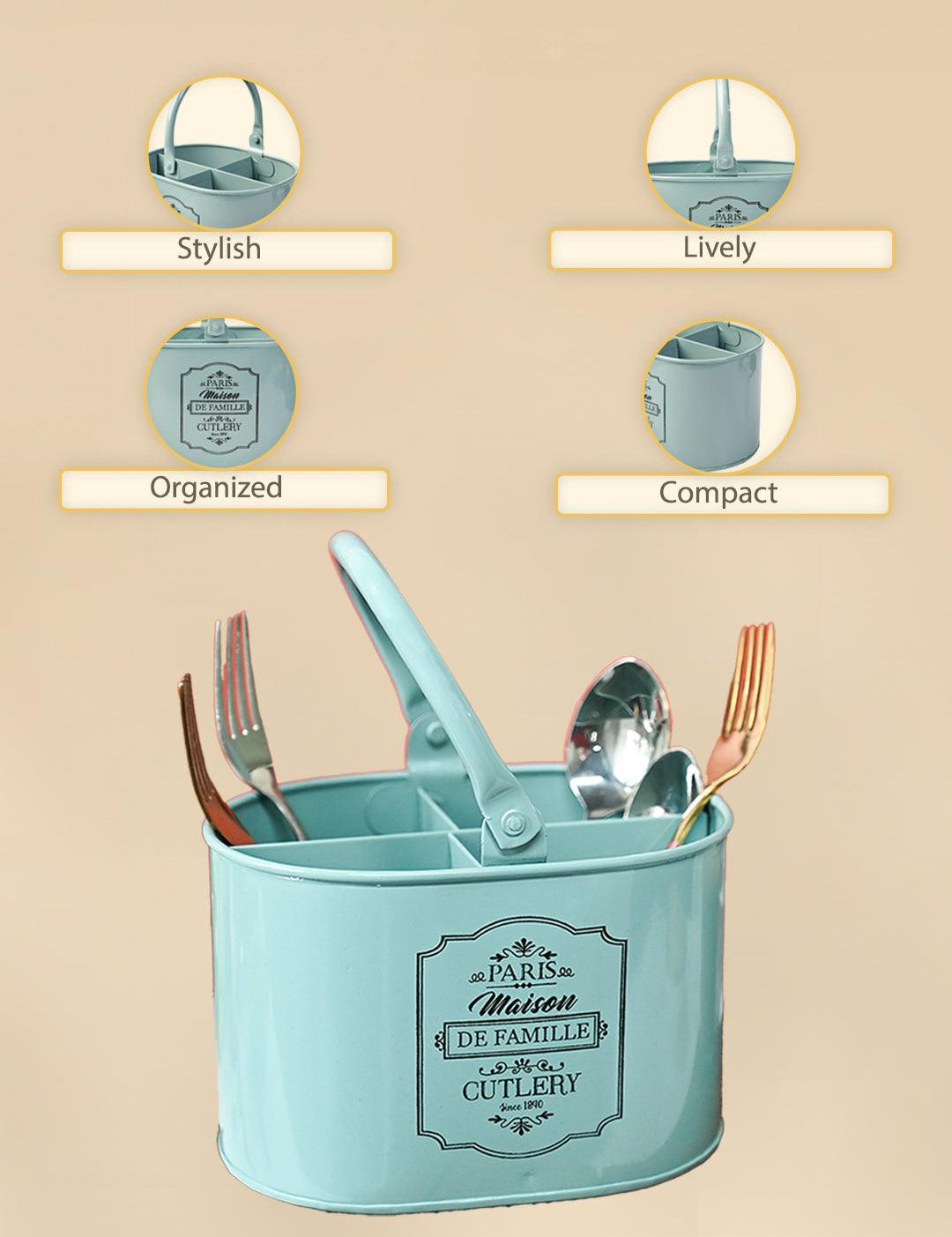 Metal Cutlery Holder - Green - MARKET99