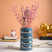 Silver Edge + Ribbed Vase