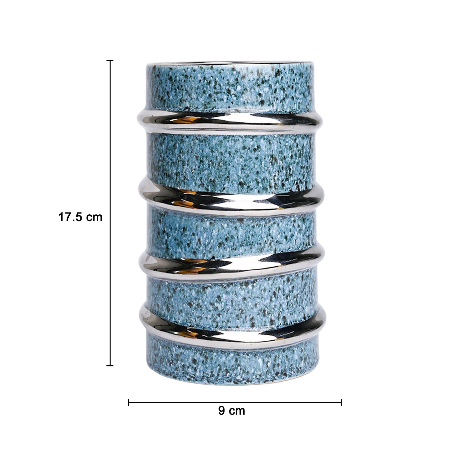 Silver Edge + Ribbed Vase