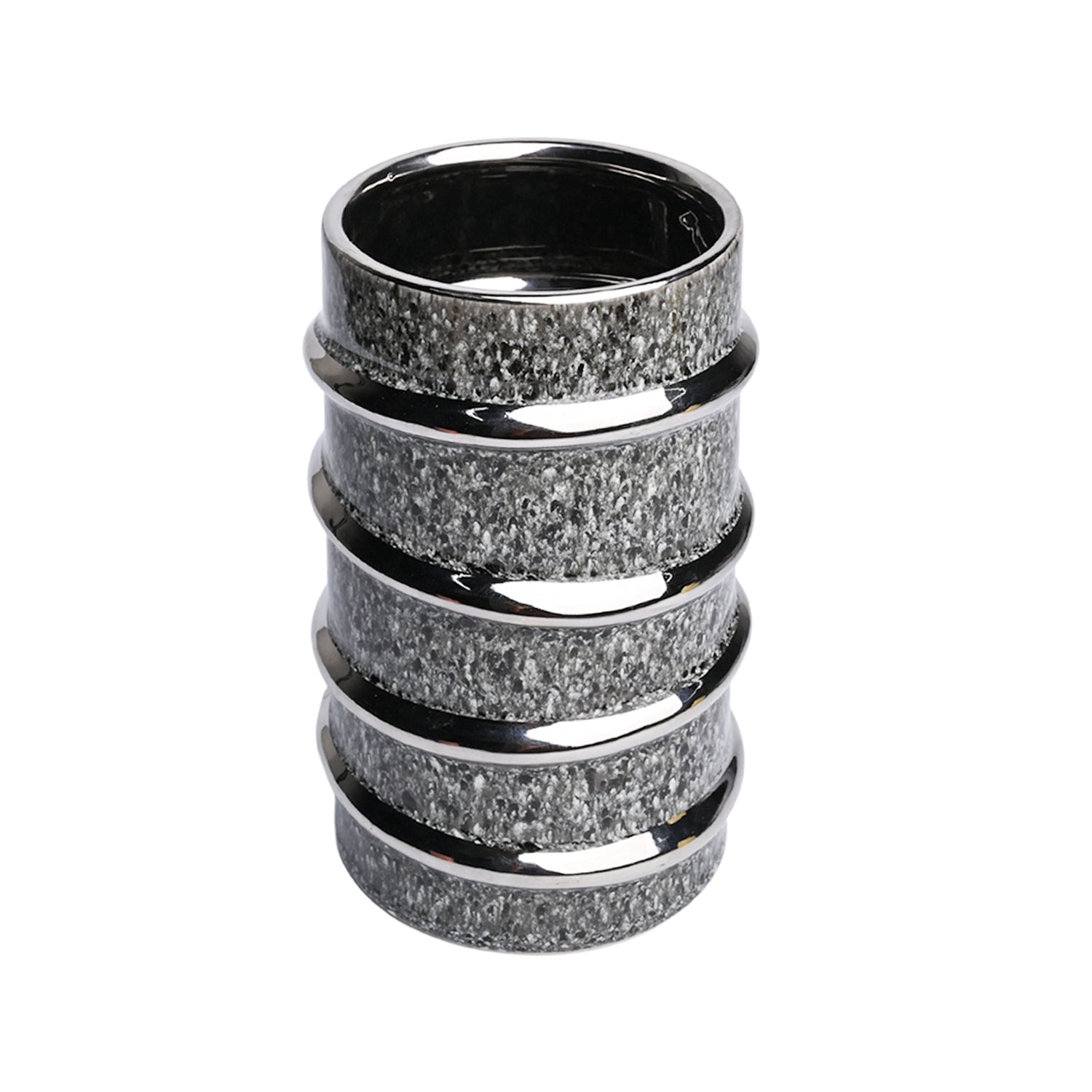 Silver Edge + Ribbed Vase