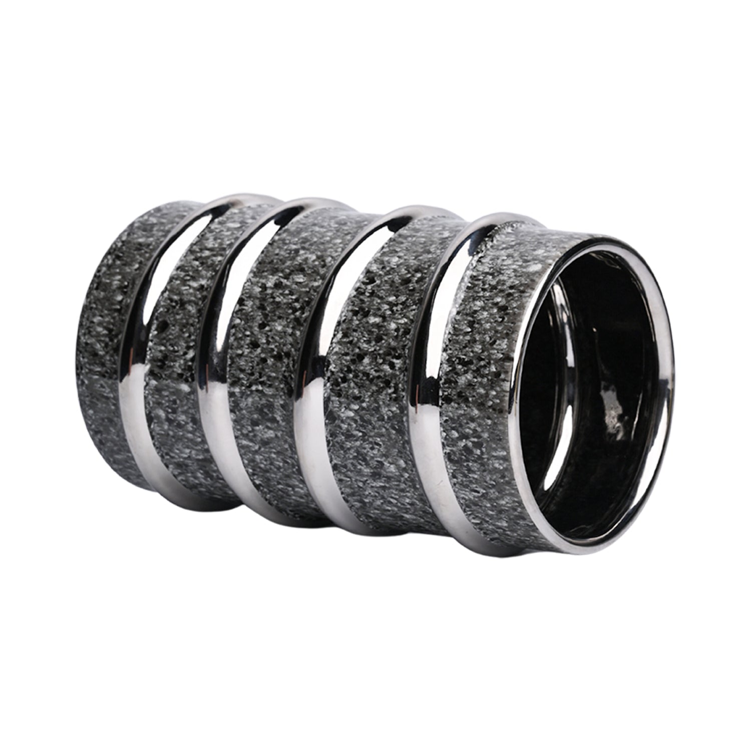 Silver Edge + Ribbed Vase